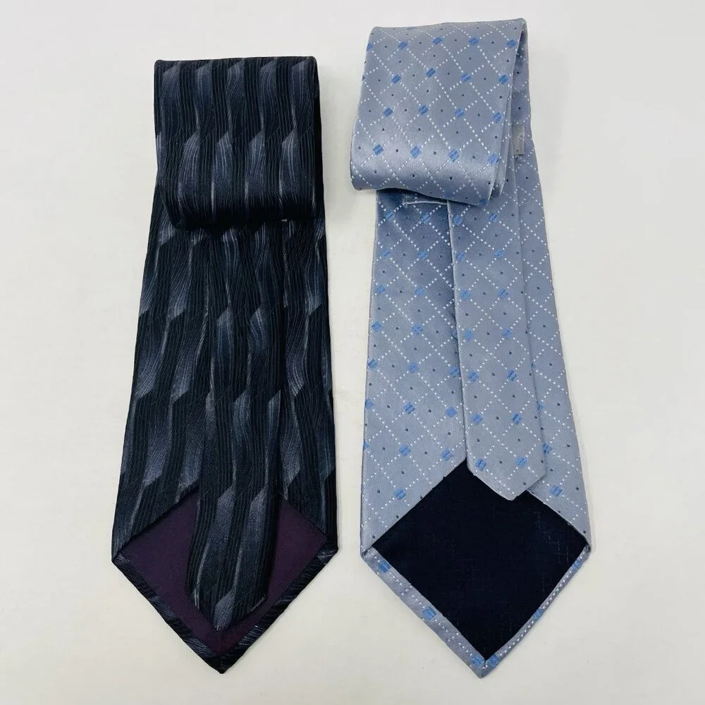 Stafford Executive Mens Lot of 2 100% Silk Printed Neck Ties in Blue/Gray‎ 2333